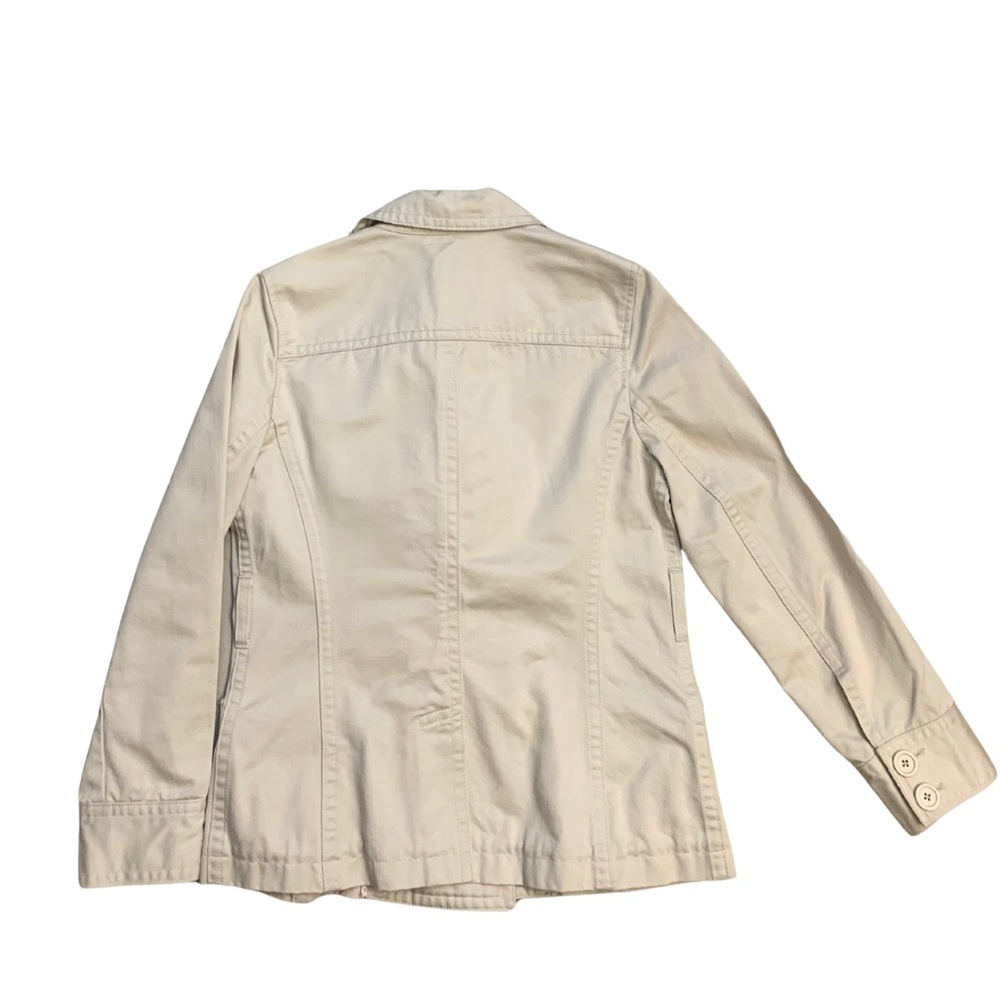 Gap Short Trench Coat Beige Tan XS Jacket Cotton Fisherman Utilitarian Coastal - Picture 5 of 10